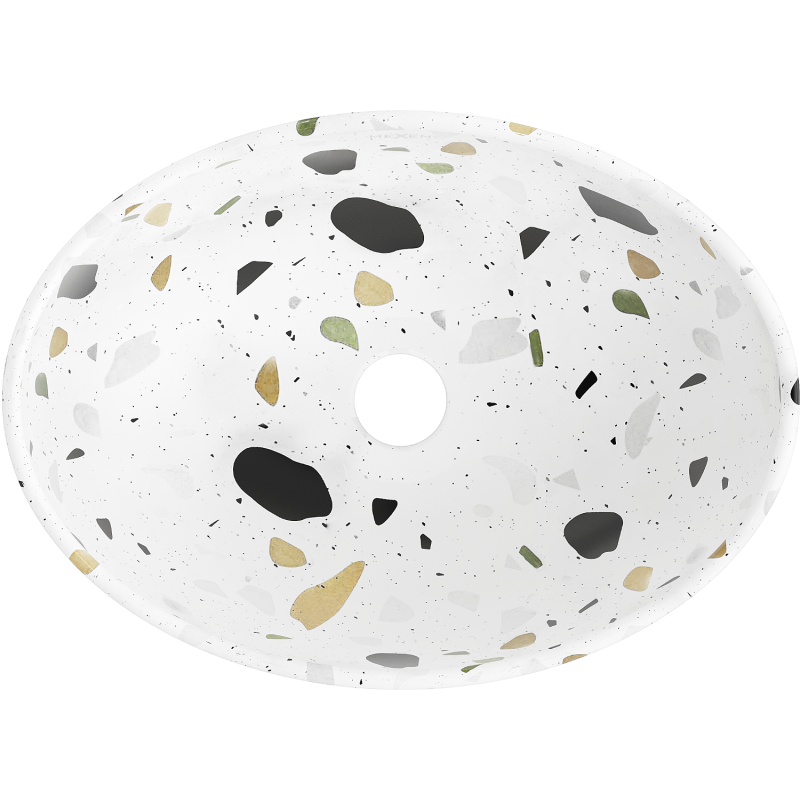 Mexen Elza lavabo à poser 40 x 33 cm, pierre terrazzo blanche - 21014083