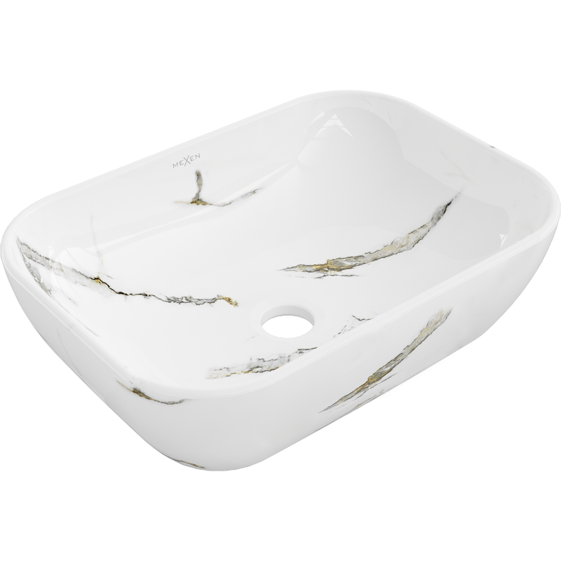 Mexen Rita lavabo sur plan 45 x 32 cm, pierre blanche - 21084581