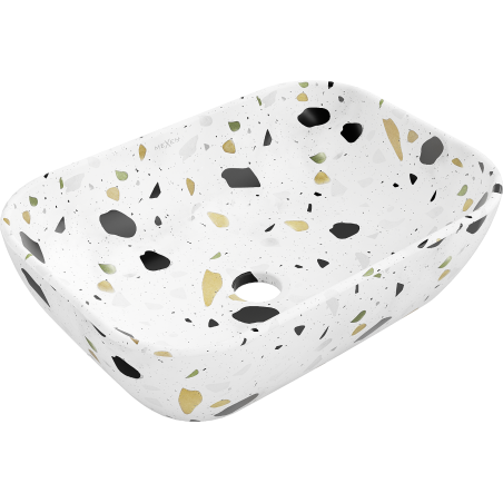 Mexen Rita vasque à poser 45 x 32 cm, pierre terrazzo blanche - 21084587