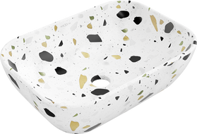 Mexen Rita vasque à poser 45 x 32 cm, pierre terrazzo blanche - 21084587