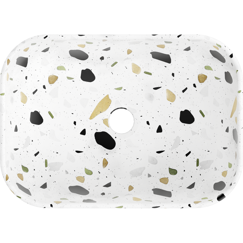 Mexen Rita vasque à poser 45 x 32 cm, pierre terrazzo blanche - 21084587