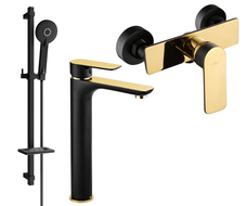 Mexen Alfa Ensemble de douche DQ40, noir/doré - 745714DQ40-75