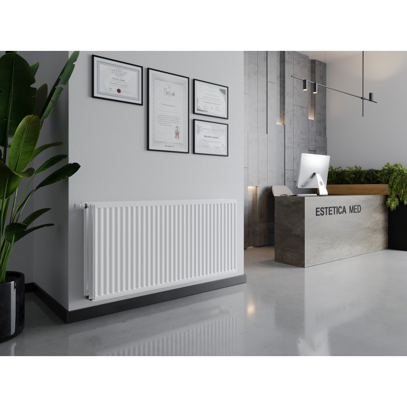 Mexen CVH30 Radiateur hygiénique à plaque 600 x 2400 mm, raccordement inférieur, 3621 W, blanc - W630H-060-240-00
