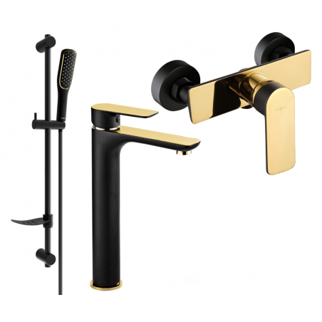 Mexen Alfa DF49 ensemble de douche, noir/doré - 745714DF49-75