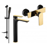 Mexen Alfa Ensemble de douche DF49, noir/or - 745714DF49-75