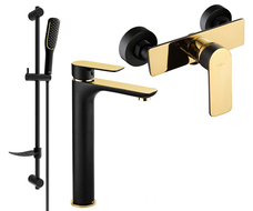 Mexen Alfa Ensemble de douche DF49, noir/or - 745714DF49-75