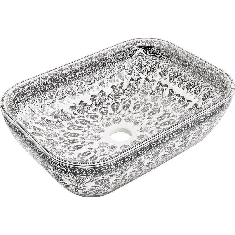 Mexen Rita lavabo en céramique 45 x 32 cm, blanc/motif noir - 21084586