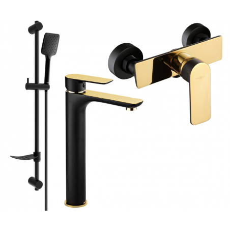 Mexen Alfa Ensemble de douche DF62, noir/doré - 745714DF62-75