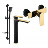 Mexen Alfa Ensemble de douche DF62, noir/doré - 745714DF62-75