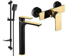 Mexen Alfa Ensemble de douche DF62, noir/doré - 745714DF62-75