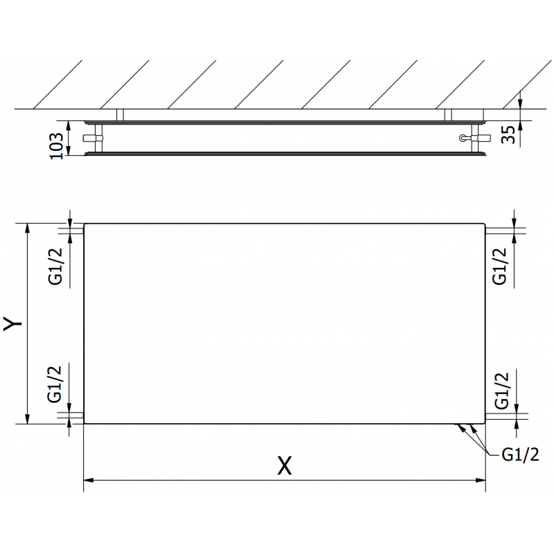Mexen CVHF20 Hygiene Flat radiateur à plaque 600 x 1100 mm, raccordement inférieur, 1104 W, blanc - W620HF-060-110-00