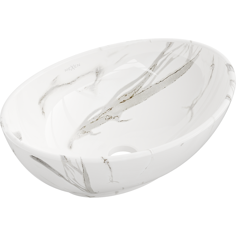Mexen Elza lavabo à poser 40 x 33 cm, pierre blanche - 21014082