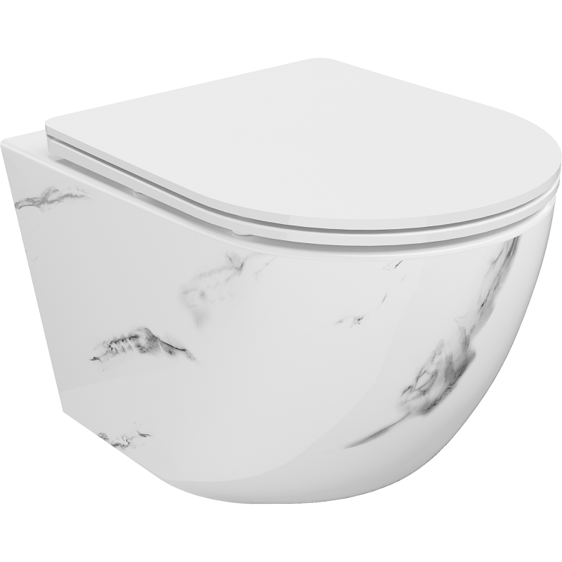 Mexen Lena cuvette wc Rimless avec abattant slim à descente progressive, duroplast, pierre blanche - 30224092