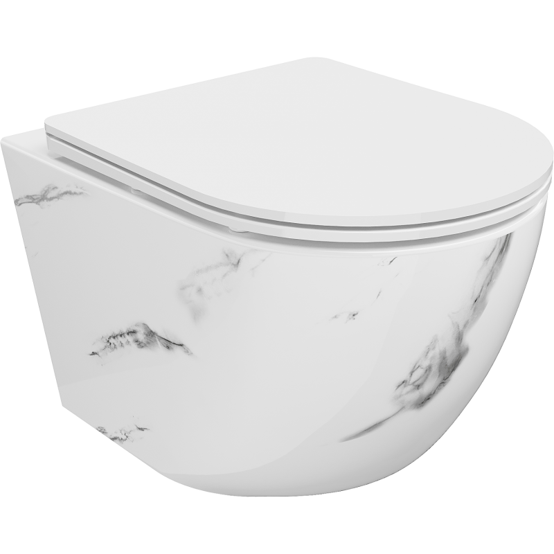 Mexen Lena cuvette WC sans rebord avec abattant à descente lente slim, duroplast, pierre blanche - 30224092