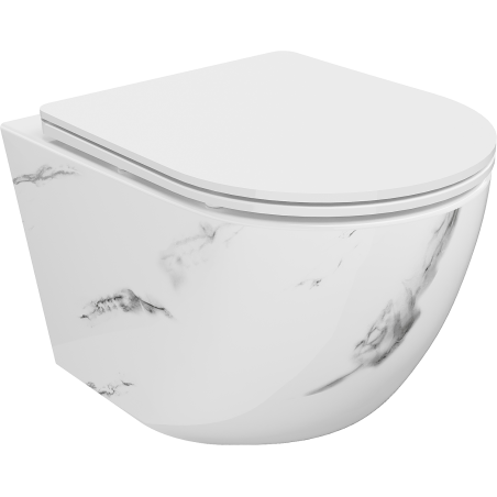Mexen Lena cuvette WC sans rebord avec abattant à descente lente slim, duroplast, pierre blanche - 30224092