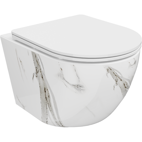 Mexen Lena cuvette WC sans rebord avec abattant à descente lente slim, duroplast, pierre blanche - 30224094