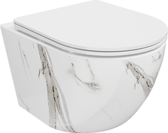 Mexen Lena cuvette WC sans bride avec abattant à descente lente slim, duroplast, pierre blanche - 30224094