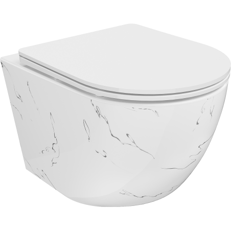 Mexen Lena cuvette WC Rimless avec abattant à descente amortie slim, duroplast, pierre blanche - 30224093