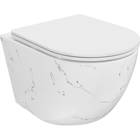 Mexen Lena cuvette WC sans rebord avec abattant slim à fermeture en douceur, duroplast, pierre blanche - 30224093