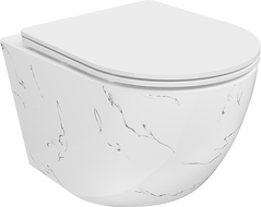 Mexen Lena cuvette WC sans rebord avec abattant slim à fermeture en douceur, duroplast, pierre blanche - 30224093