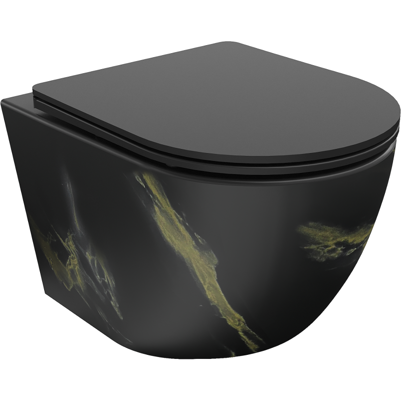 Mexen Lena cuvette WC sans bride avec abattant à descente lente slim, duroplast, pierre noire - 30224098