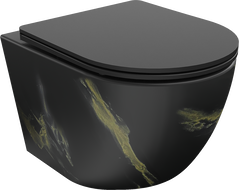 Mexen Lena cuvette WC sans bride avec abattant à descente lente slim, duroplast, pierre noire - 30224098