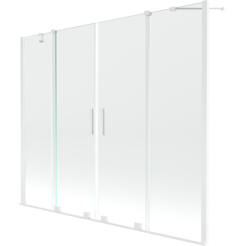 Mexen Velar Duo pare-douche de baignoire à 2 volets coulissants 190 x 150 cm, transparent, blanc - 896-190-000-02-20
