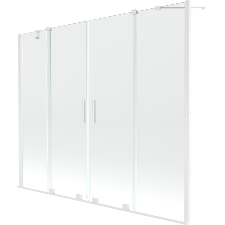 Mexen Velar Duo pare-douche de baignoire à 2 volets coulissants 190 x 150 cm, transparent, blanc - 896-190-000-02-20