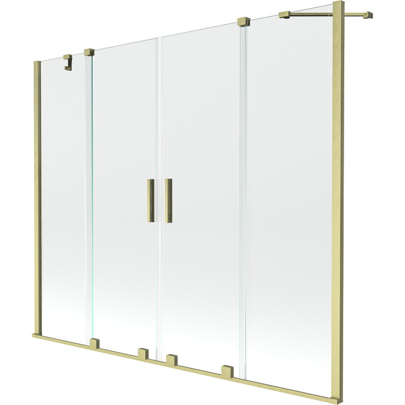 Mexen Velar Duo paravent de baignoire 2 volets coulissants 190 x 150 cm, transparent, or brossé - 896-190-000-02-55