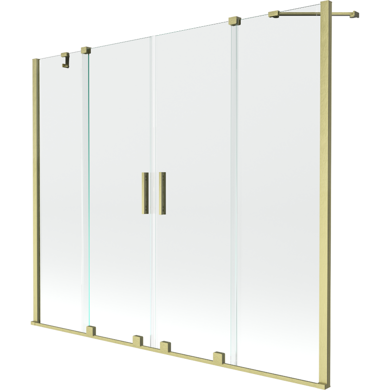 Mexen Velar Duo paroi de baignoire 2 volets coulissants 190 x 150 cm, transparent, doré brossé - 896-190-000-02-55
