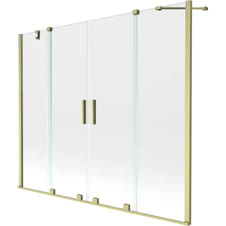 Mexen Velar Duo paroi de baignoire 2 volets coulissants 190 x 150 cm, transparent, doré brossé - 896-190-000-02-55