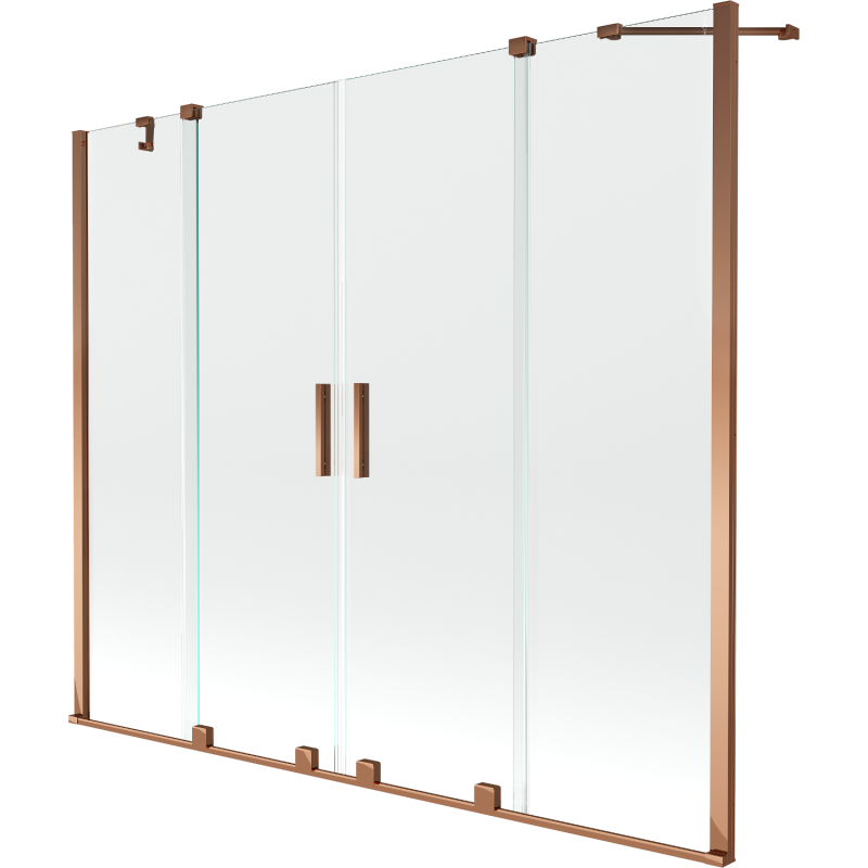 Mexen Velar Duo paroi de baignoire 2 volets coulissants 190 x 150 cm, transparent, or rose - 896-190-000-02-60