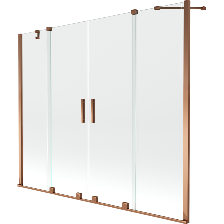 Mexen Velar Duo paroi de baignoire 2 volets coulissants 190 x 150 cm, transparent, or rose - 896-190-000-02-60