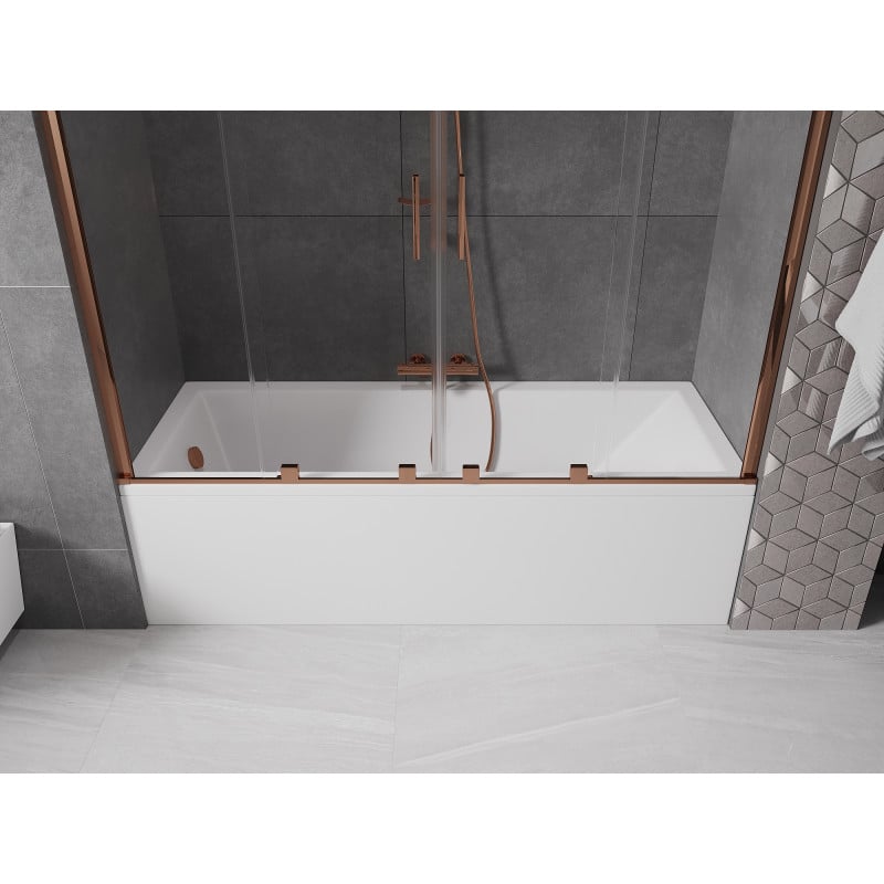 Mexen Velar Duo paroi de baignoire 2 volets coulissants 190 x 150 cm, transparent, or rose - 896-190-000-02-60
