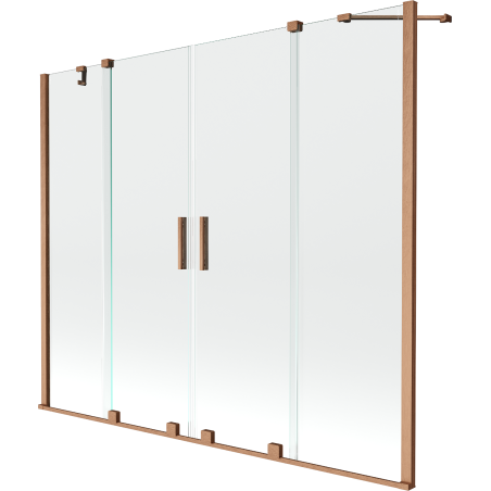 Mexen Velar Duo paroi de baignoire à 2 volets coulissants 190 x 150 cm, transparent, cuivre brossé - 896-190-000-02-65