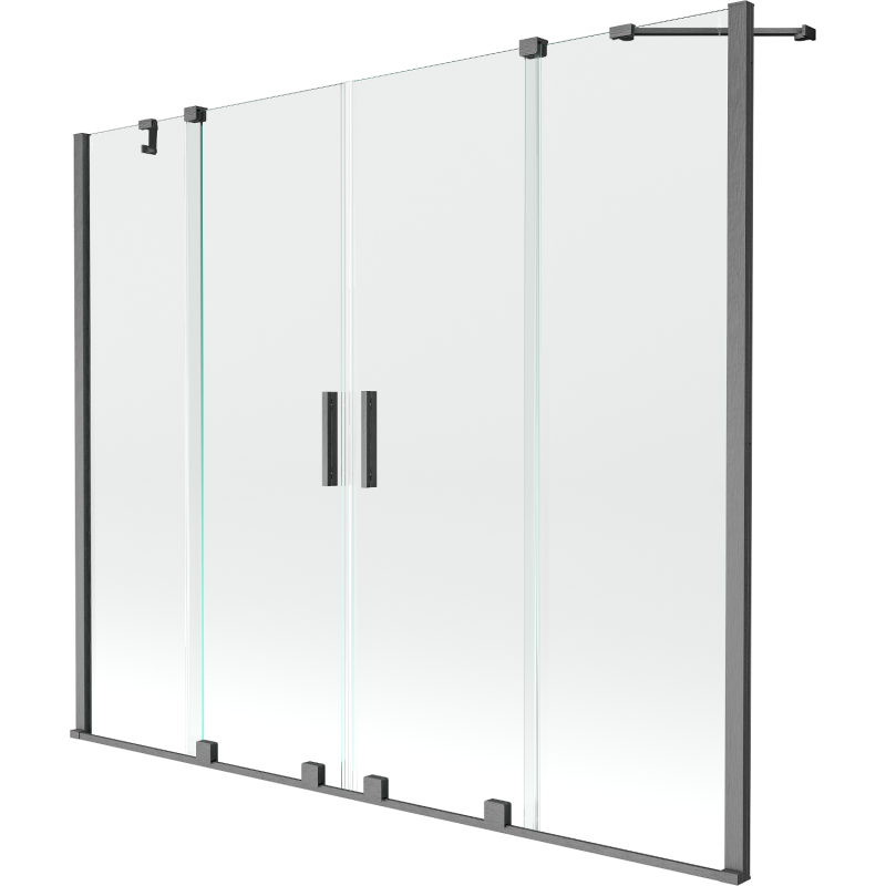 Mexen Velar Duo paroi de baignoire coulissante à 2 volets 190 x 150 cm, transparent, gris canon brossé - 896-190-000-02-66