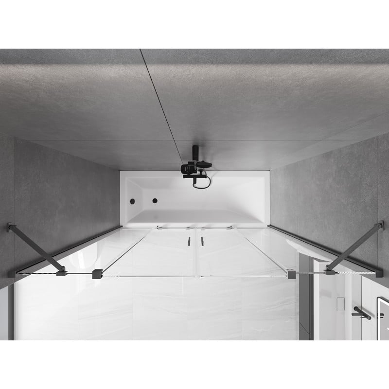 Mexen Velar Duo paroi de baignoire coulissante à 2 volets 190 x 150 cm, transparent, gris canon brossé - 896-190-000-02-66