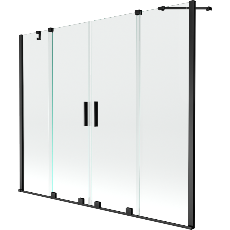 Mexen Velar Duo paroi de baignoire 2 volets coulissants 190 x 150 cm, transparent, noir - 896-190-000-02-70