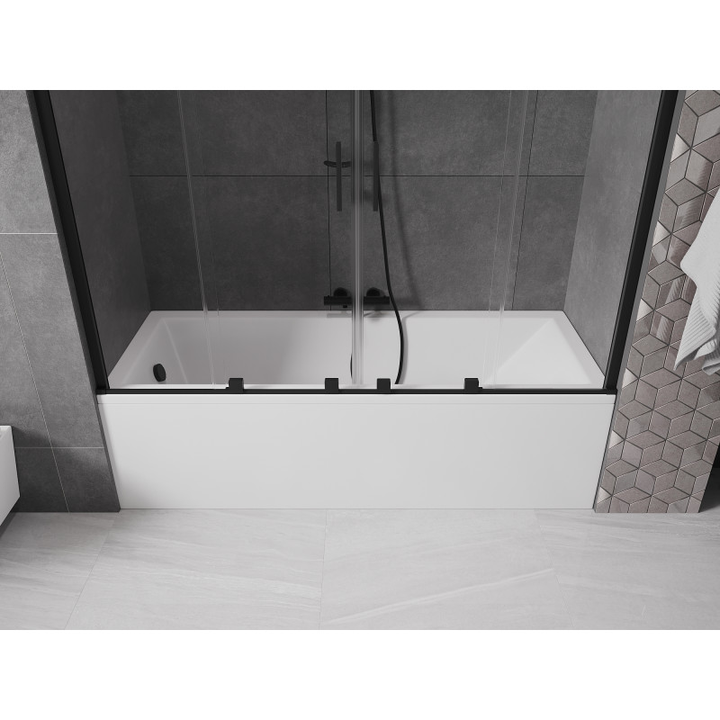 Mexen Velar Duo paroi de baignoire 2 volets coulissants 190 x 150 cm, transparent, noir - 896-190-000-02-70