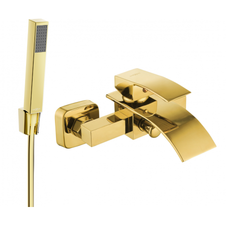Mexen Aries R77 robinet de bain avec set de douche, or - 74483R77-50