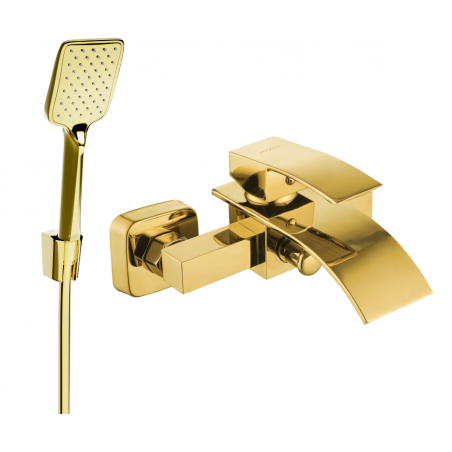 Mexen Aries R62 robinet de bain avec ensemble de douche, doré - 74483R62-50
