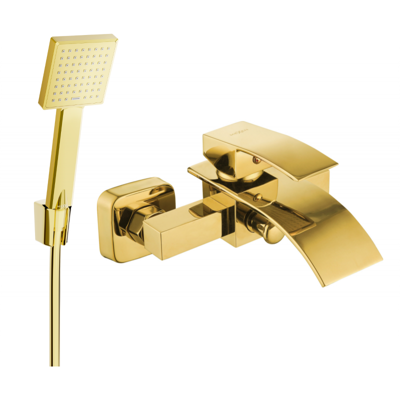 Mexen Aries R45 robinet de bain avec ensemble de douche, or - 74483R45-50