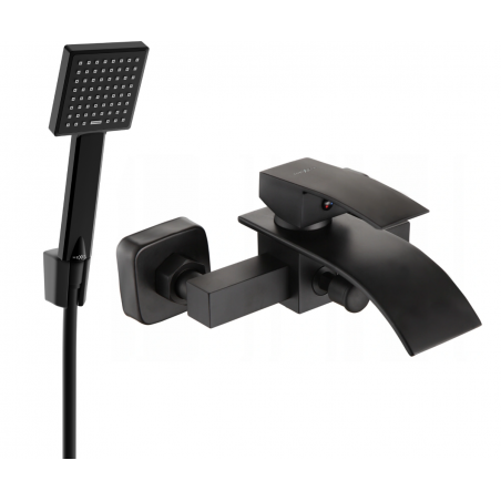 Mexen Aries R45 robinet de bain avec ensemble de douche, noir - 74483R45-70