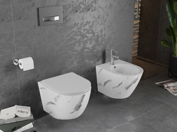Mexen Lena cuvette wc Rimless avec abattant slim à descente progressive, duroplast, pierre blanche - 30224092