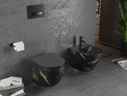 Mexen Lena WC sans bride avec abattant slim, duroplast, pierre noire - 30224098