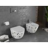 Mexen Lena cuvette WC sans bride avec abattant slim à descente progressive, duroplast, pierre blanche terrazzo - 30224096