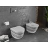 Mexen Lena cuvette WC sans rebord avec abattant à descente progressive slim, duroplast, blanc/noir motif - 30224095