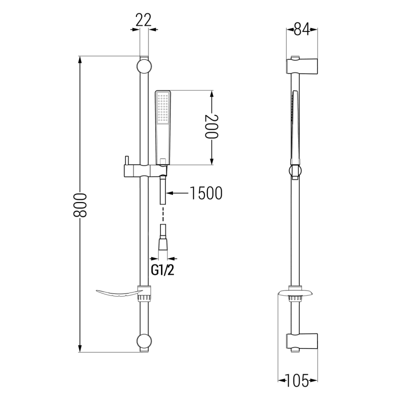 Mexen Axel DF72 ensemble de bain, noir - 73803DF72-70