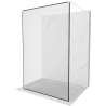 Mexen Kioto paroi de douche libre de 150 x 200 cm, motif noir 8 mm, blanc - 800-150-002-20-70