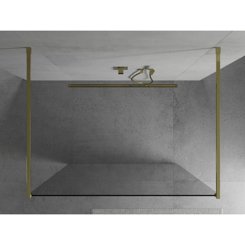 Mexen Kioto paroi de douche autoportante 135 x 200 cm, transparent 8 mm, or - 800-135-002-50-00